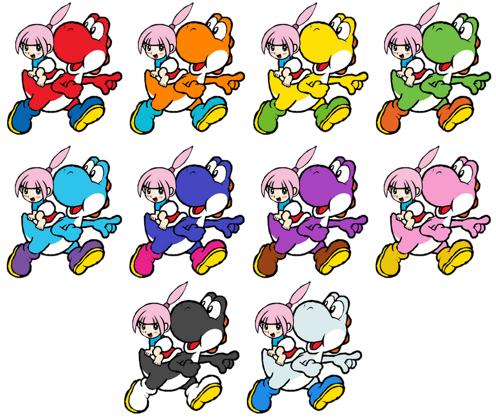 Yoshi Reeds Baby Kat different-colored Yoshis 9 by Ruensor on DeviantArt