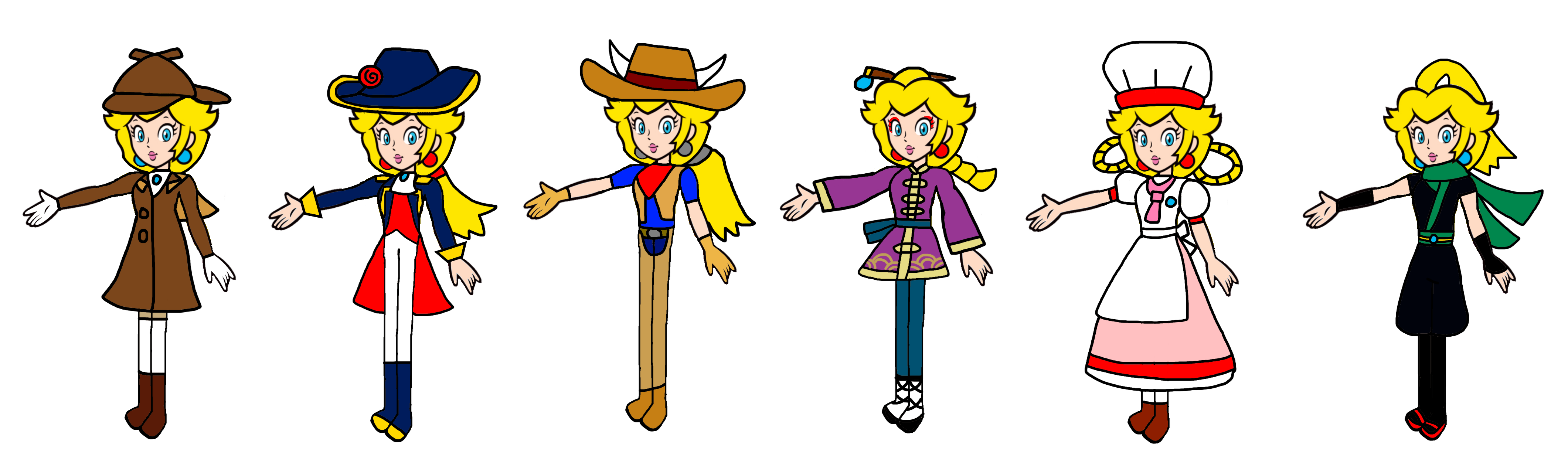 Princess Peach Showtime outfits by Ruensor on DeviantArt