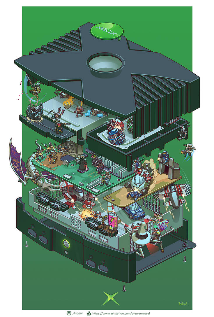 Xbox exploded by spyders on DeviantArt