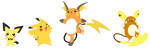 Pichu, Pikachu and Raichu Base by SelenaEde
