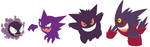 Gastly, Haunter, Gengar and Mega Gengar Base by SelenaEde