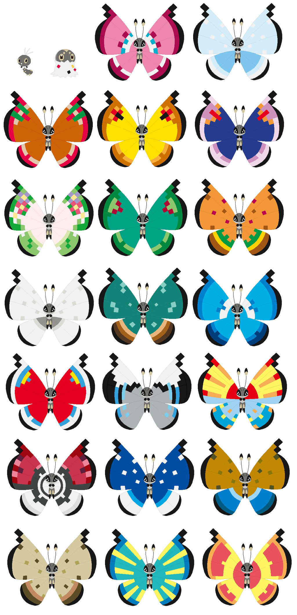 Scatterbug, Spewpa and Vivillon Base by SelenaEde on DeviantArt