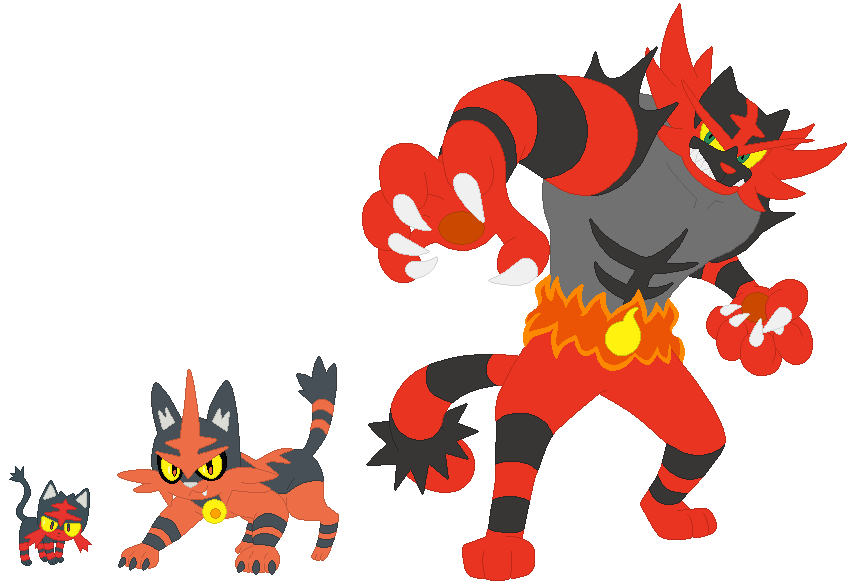 Fire Cat Evolution Litten, Torracat and Incineroar Base by SelenaEde on DeviantArt