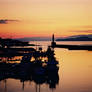 Harbor Lights at Sunset