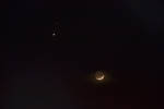 Conjunction of Venus and Mars with a Crescent Moon by artamusica