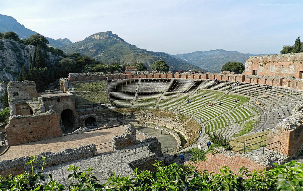 The Greek Theater at Taormina, seating by artamusica on DeviantArt The Greek Theater at Taormina, seating by artamusica on DeviantArt