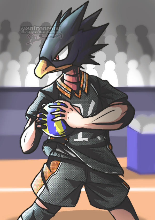 Tokoyami in Karasuno team by shirodebby on DeviantArt