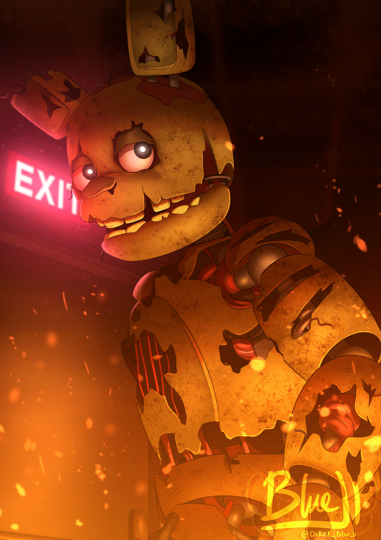 The Rise of Springtrap (Portrait) by BlueJiArts on DeviantArt