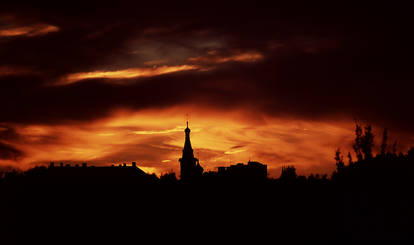 Sunset, experienced from a crane