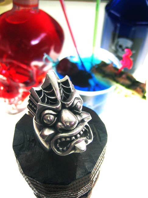 Silver Tiki Ring by flintlockprivateer