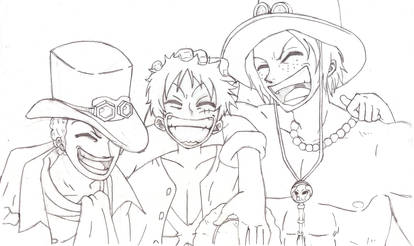 Sabu, Luffy, and Ace