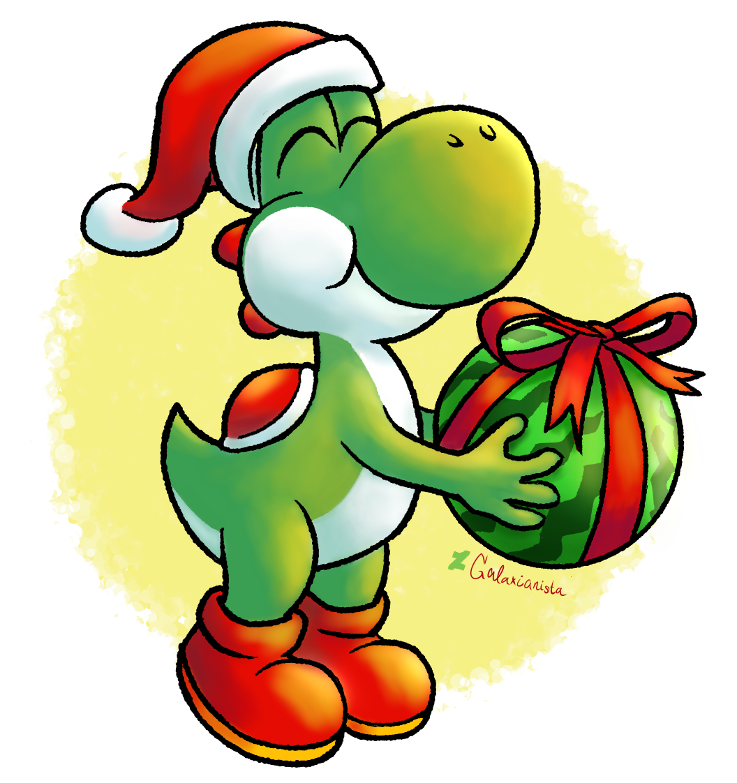 Christmas Yoshi by Galaxianista on DeviantArt