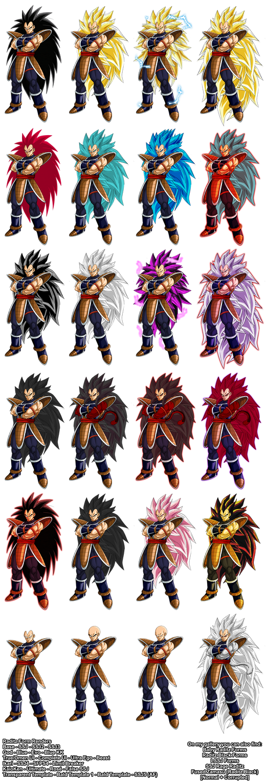 Raditz Render - All(?) Forms by DarrielOni on DeviantArt