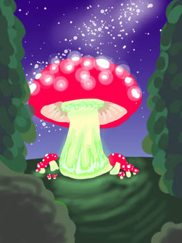 A very large glowy mushroom