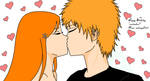 Ichigo and Orihime Kiss by animegal323