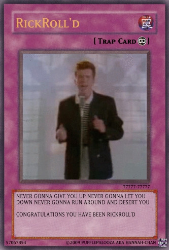 Rick rolling YuGiOh characters.