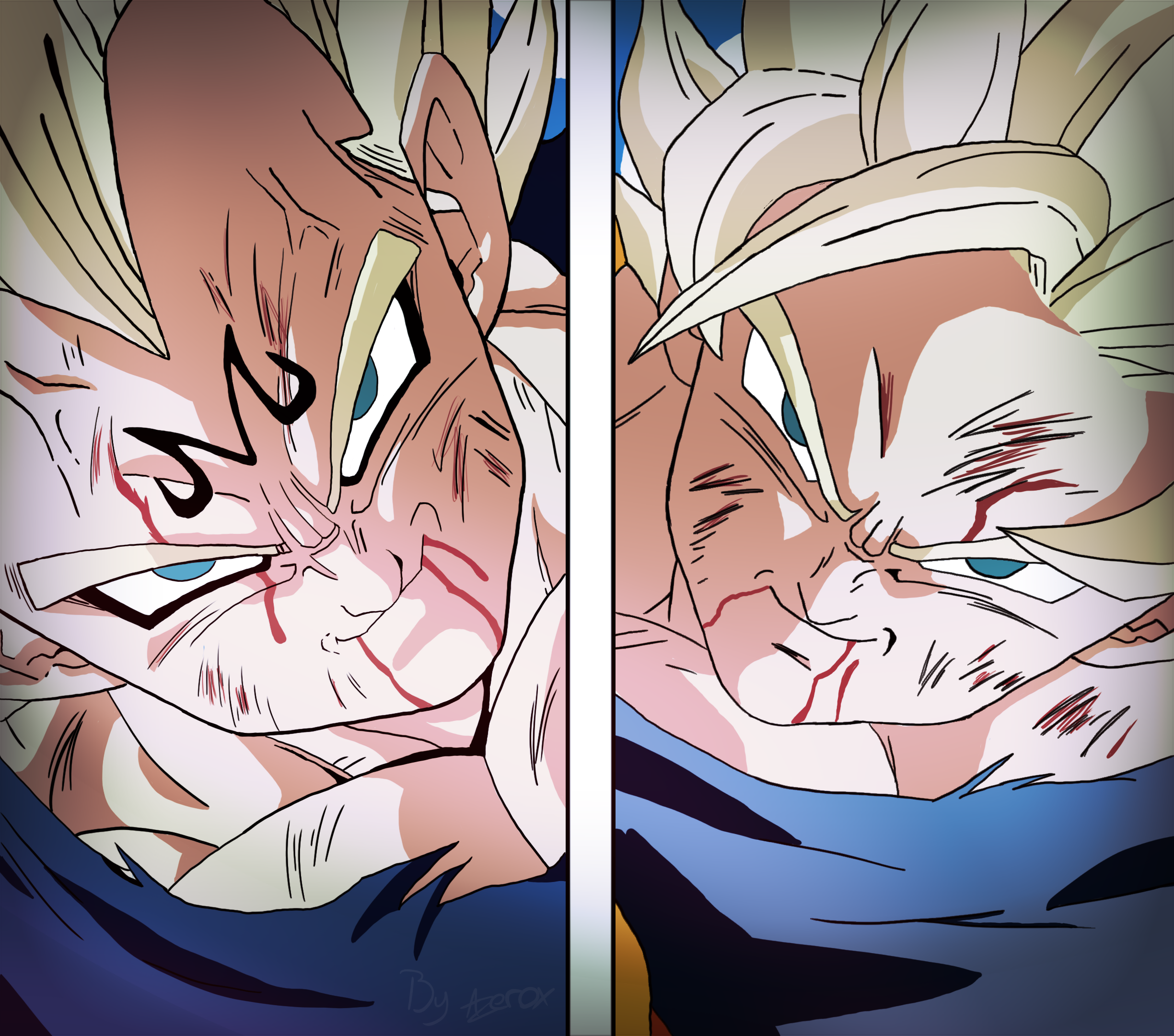 Majin Vegeta vs. Goku by bibloodykisses on DeviantArt