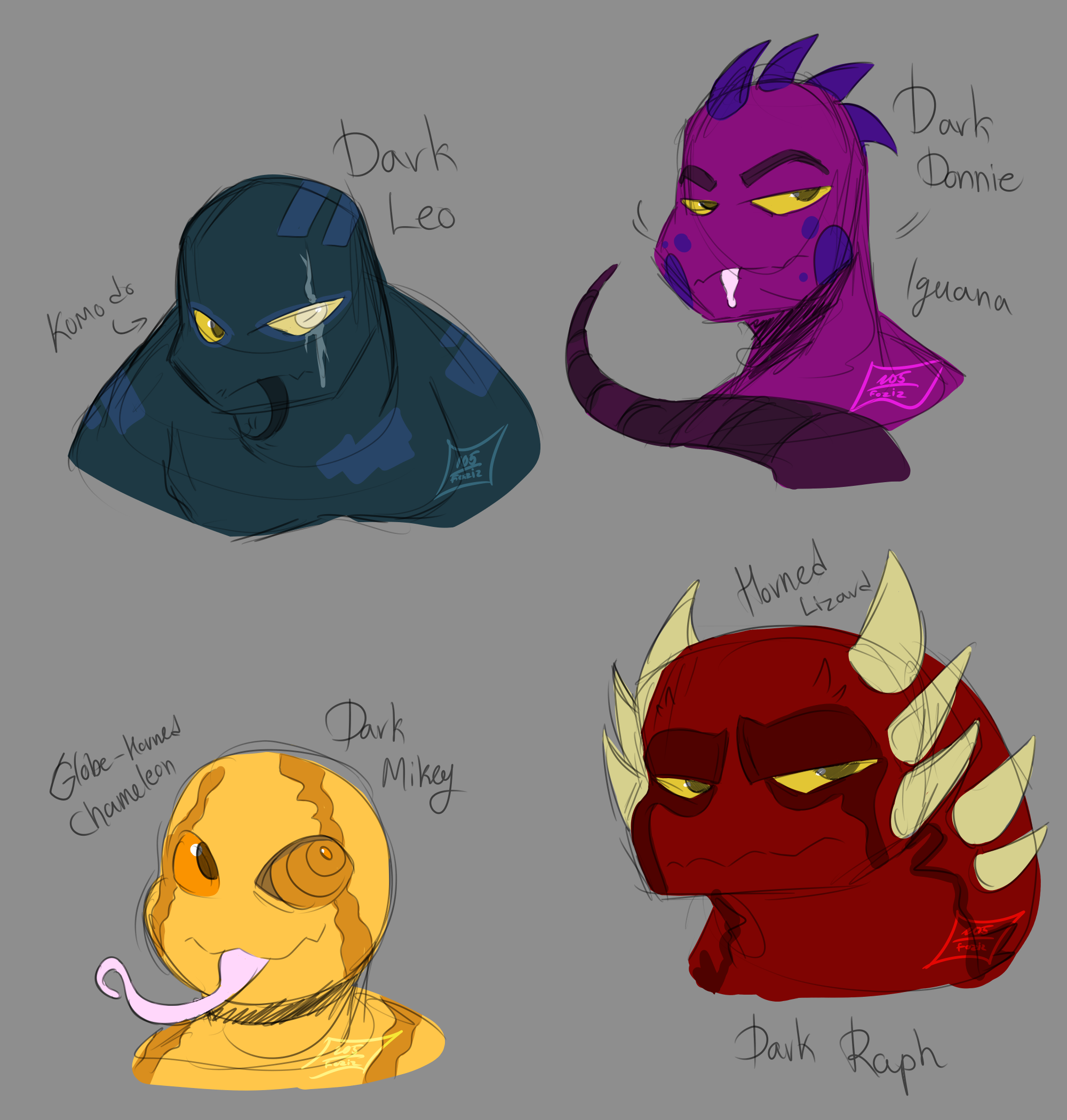 ROTTMNT Dark Turtles {Fan Concept} by Foziz105