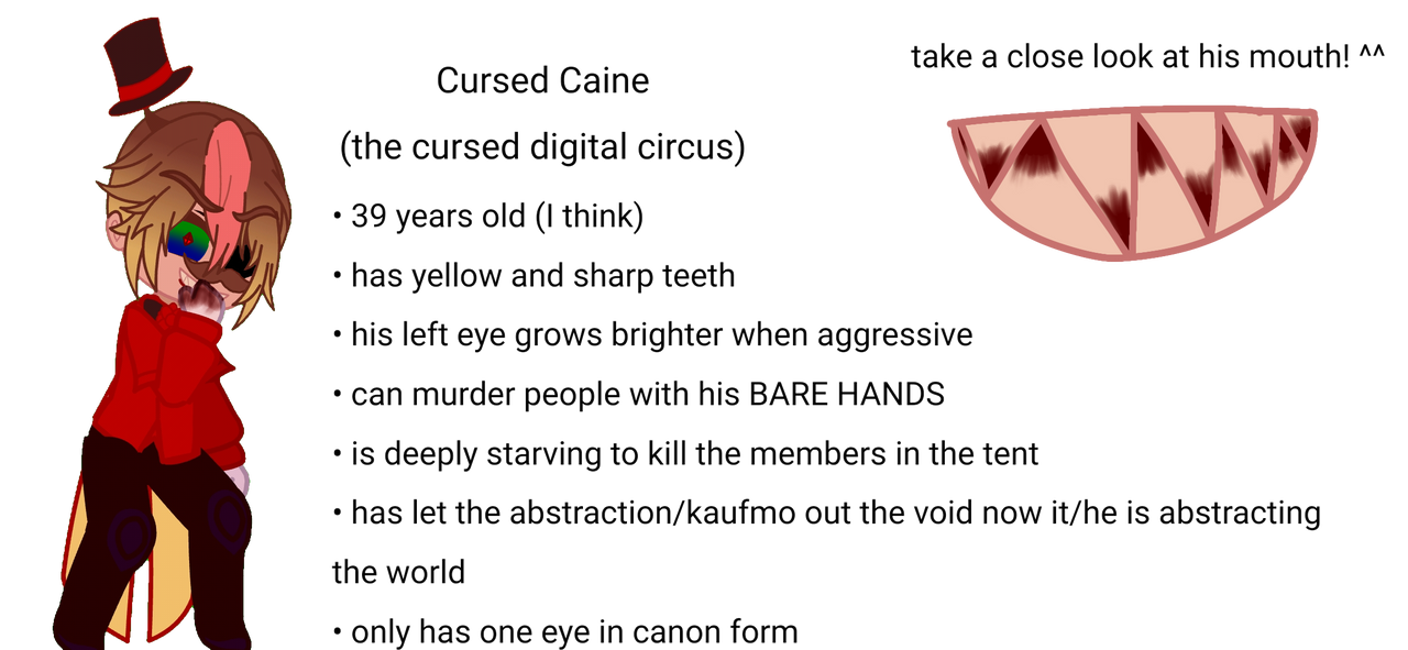 Cursed Caine character sheet (blood warning) by 1Anniaand1000ariels on