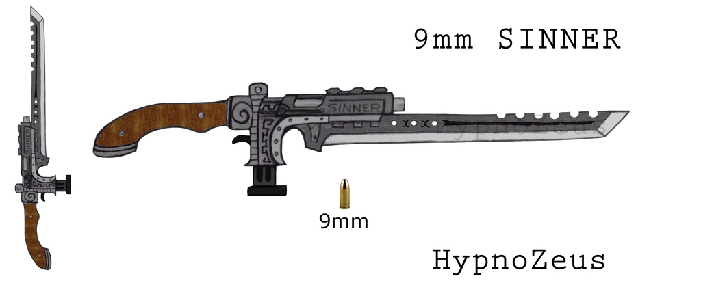 9mm Gunblade ''Sinner'' V1 by HypnoZeus 9mm Gunblade ''Sinner'' V1 by HypnoZeus