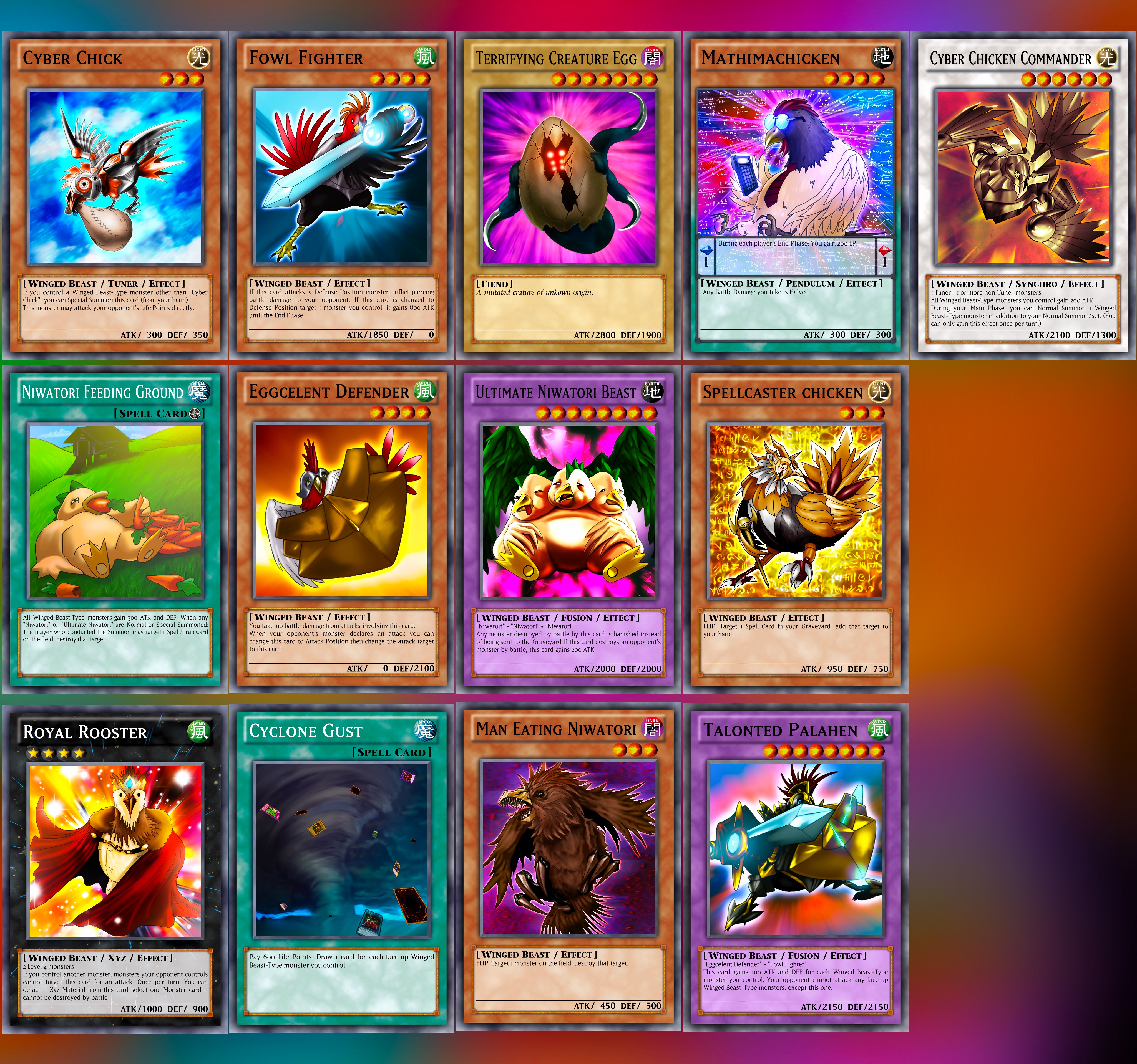 chicken yugioh card Yu-Gi-Oh! - Brotherhood of The Fire Fist - Rooster - FIGA-EN025 - Super Rare - 1st Edition A single individual card from the Yu Yugioh Custom Chicken Deck commision