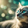 Blue Eyed, Grey Furred Feline
