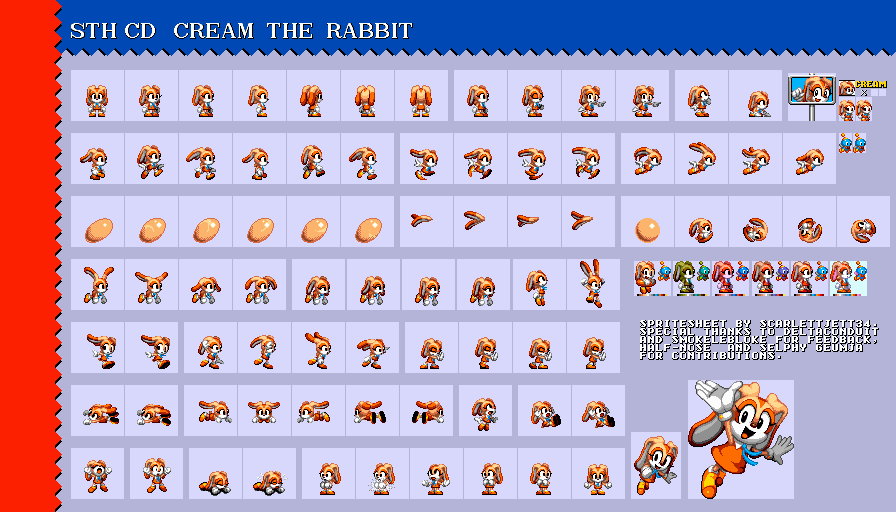 Cream the Rabbit - Sonic CD Style Sprite Sheet by ScarlettJett34 on ...