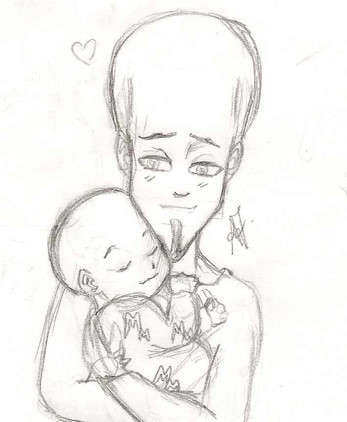 Megamind and Mini M - sleeping with dad