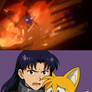 Misato Protects Tails From Emerl