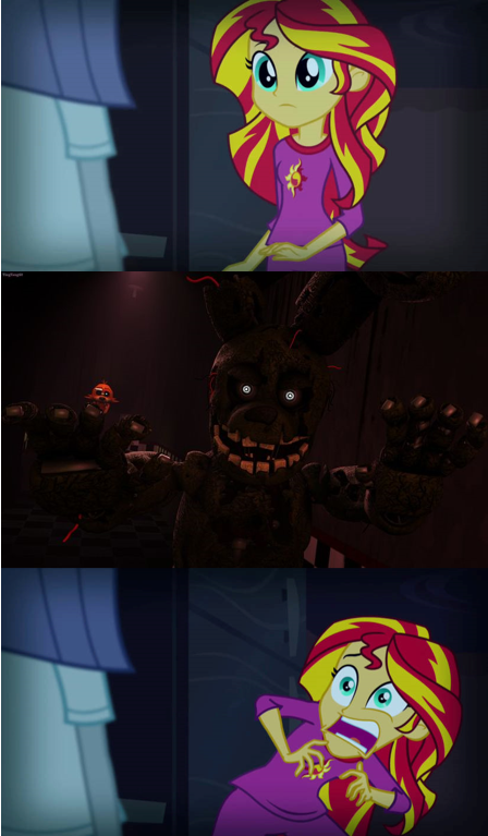 Sunset Shimmer Starled At Springtrap
