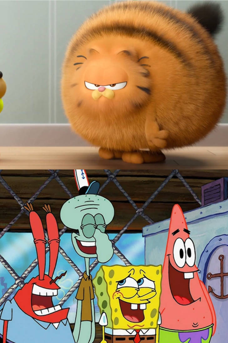 SpongeBob and friends laugh at Fluffy Garfield by Jquiles21 on DeviantArt