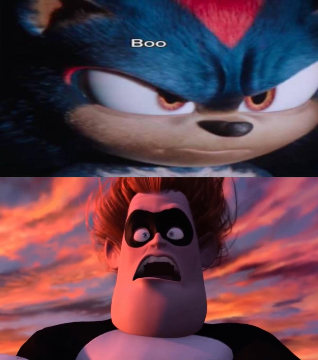Shadow says boo to Syndrome by Jquiles21 on DeviantArt