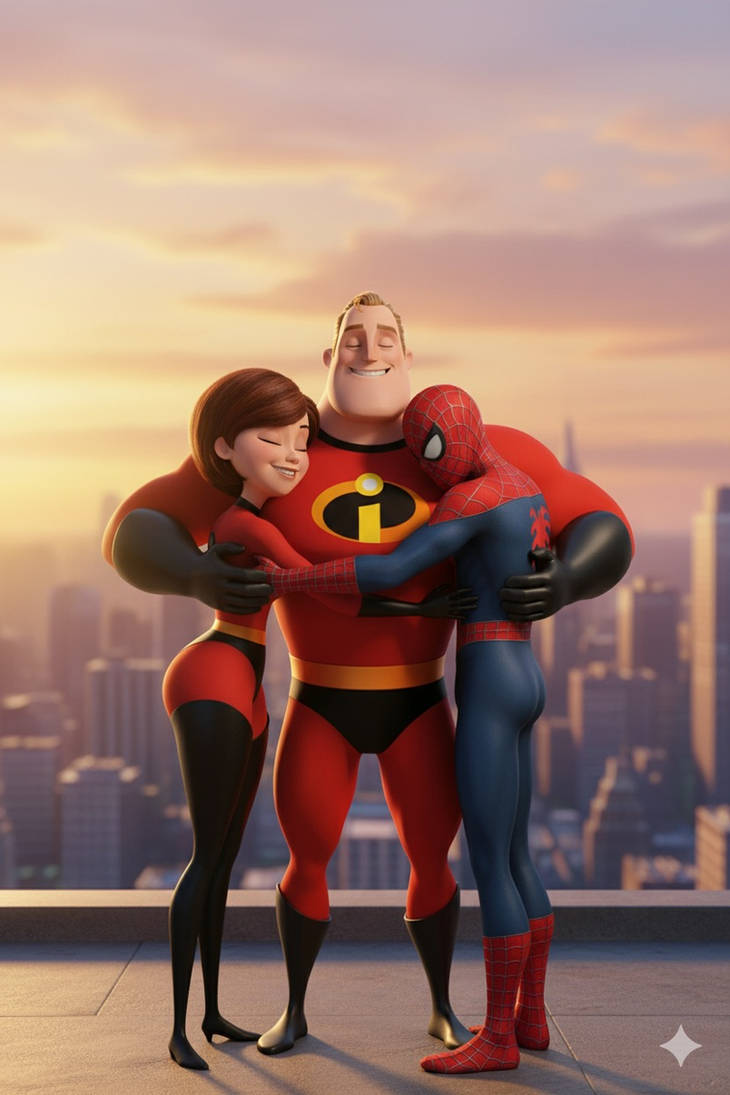 Hug Spider Man Spider-Man Mr. Incredible and Elastigirl group hug by Jquiles21 on ...