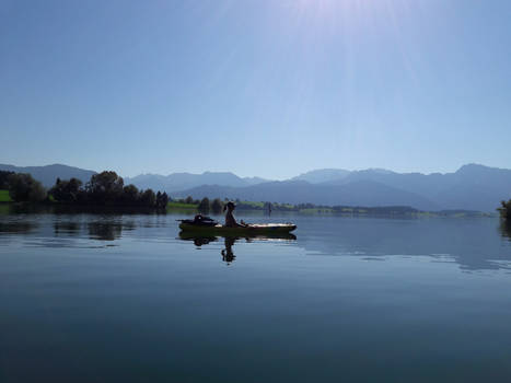 Lake, mountains and a lady