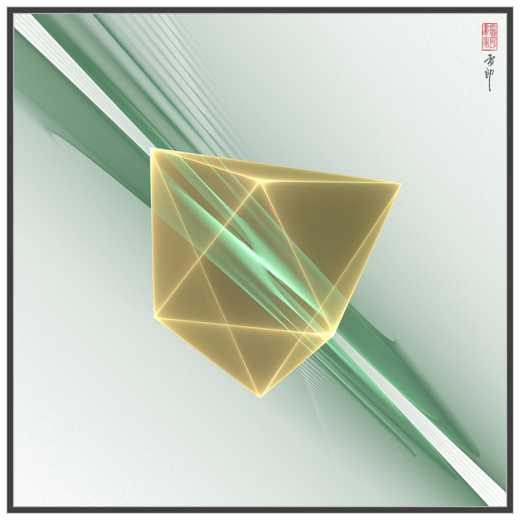 Octahedron Gold Green on Light