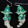 wild green jelly fish earrings