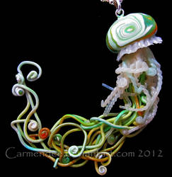 green gold jellyfish necklace by CarmendeeDragons