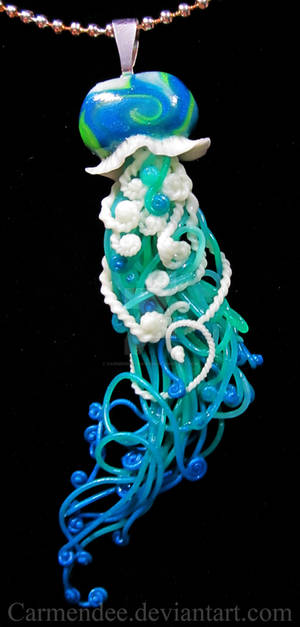 aqua green jellyfish pnedant