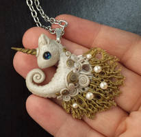 Unicorn Seahorse polymer clay pendent