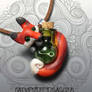 Bottle fox with key polymerclay fox pendant