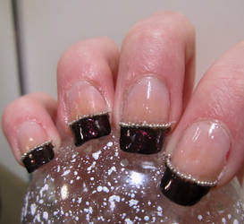 French manicure with micro pearls