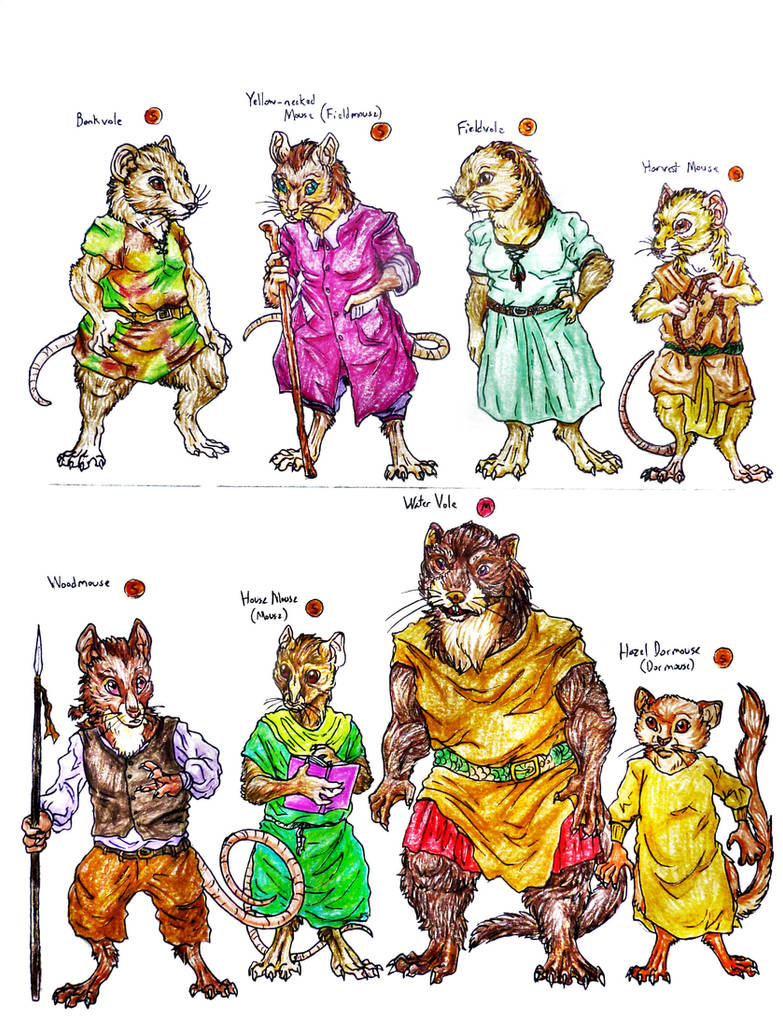 Redwall Races Redwall Species--Most Common Small Rodents by SpiderMilkshake on DeviantArt