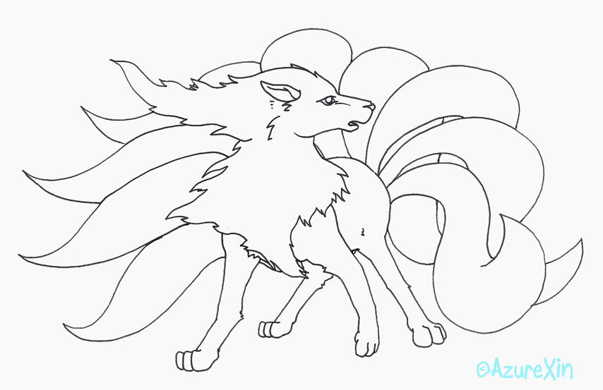 Ninetales lineart by AzureXin on DeviantArt