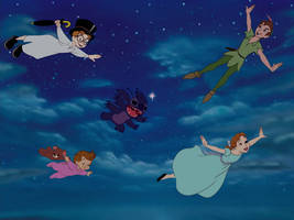 Stitch Flies Off To Neverland!!!