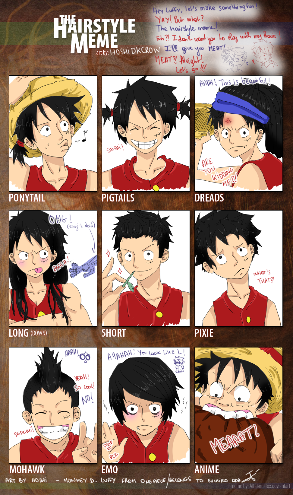 HairStyle Meme : Monkey D. Luffy by HoshiDKCrow on DeviantArt HairStyle Meme : Monkey D. Luffy by HoshiDKCrow on DeviantArt