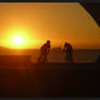 Cyclists and Sea sunset