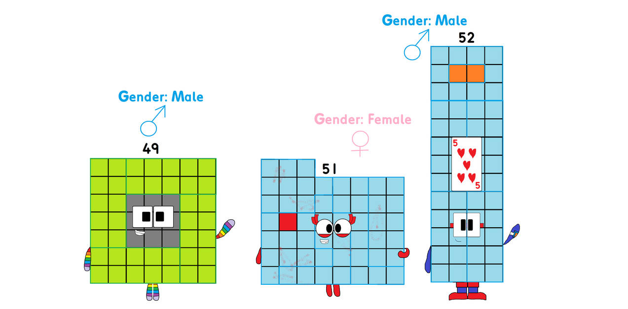 THREE FANMADE NUMBERBLOCKS #4: 49, 51 and 52 by ArbaTube35 on DeviantArt