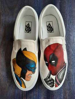 Wolverine and Deadpool custom painted Vans