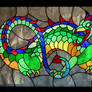 Stained glass dragon window