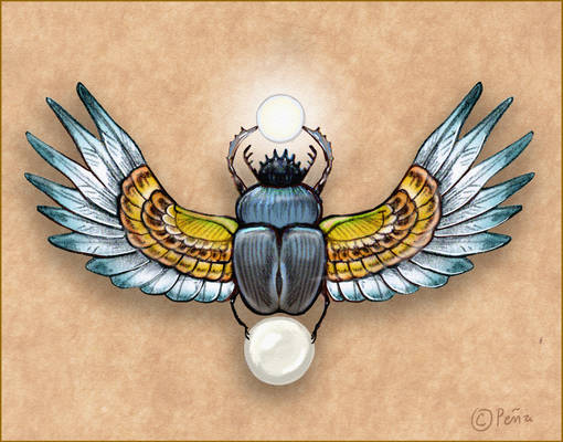 Scarab beetle with wings